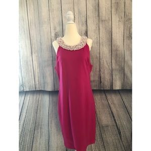 INC XL Hot Pink Sheath Cocktail Dress With Pearls
